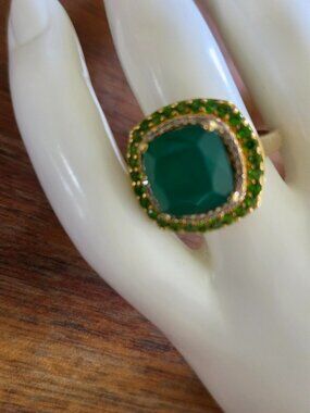 onyx multi gemstone halo ring 18kyg plated size 7